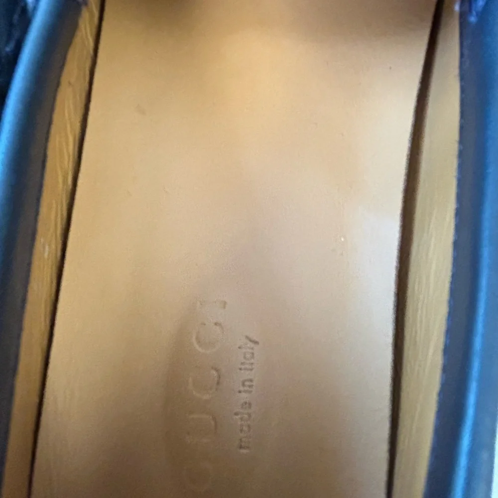 Gucci boy's Dark Blue Loafers with Red Accent